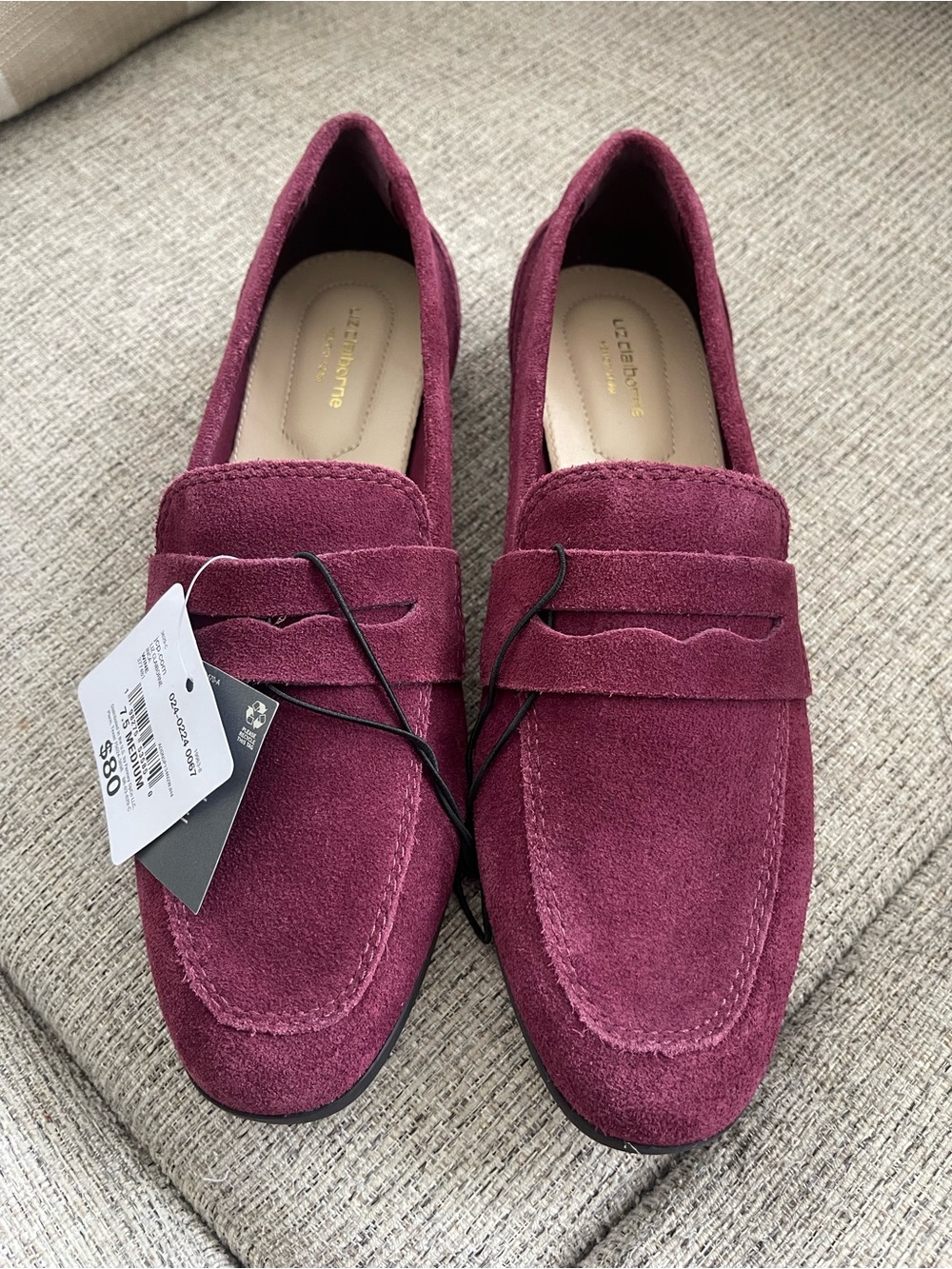 Liz Claiborne Burgundy Suede Penny Loafers